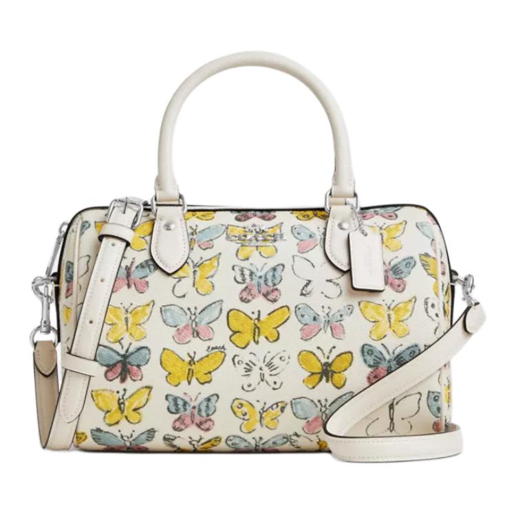 

Coach Rowan 25 Butterfly Pattern All Over Print Coated Canvas Shoulder Crossbody Tote Bag Medium Women handbags Silver CAK07-SVCAH Basic Set (Bag+Dust Bag)