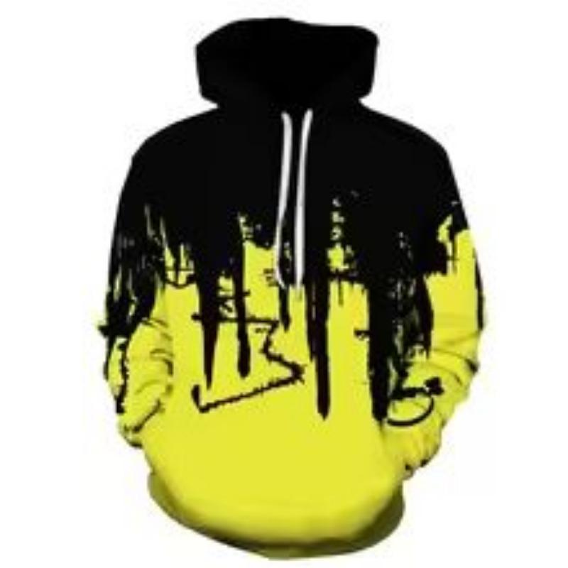 New Autumn Men's Fashionable Neutral Ink Design Printed Soft and Comfortable Hooded Sweatshirt Outdoor Streetwear