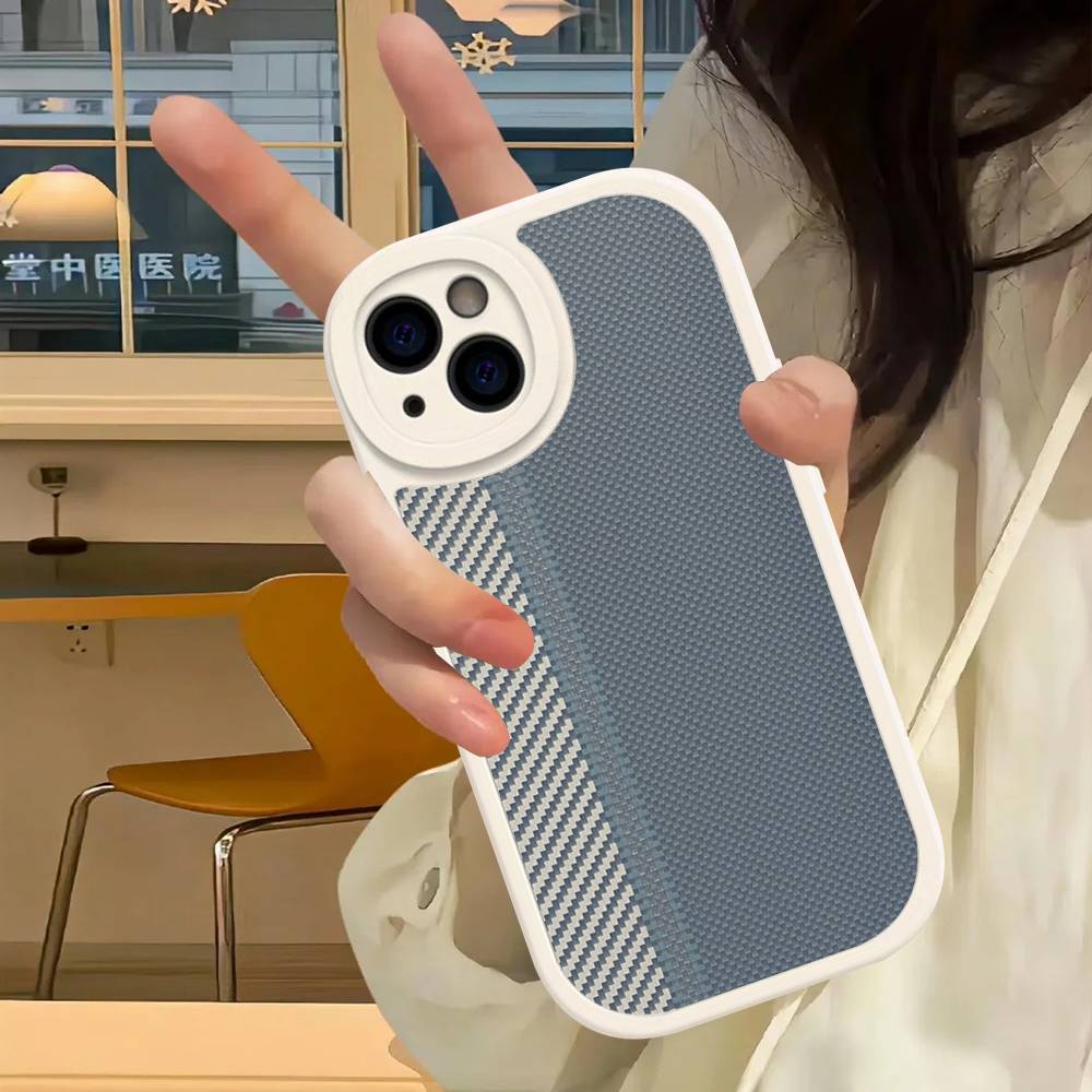 Fiber Texture For IPhone 16 15 14 16E 13 12 11 Pro Max Plus Phone Leather Case