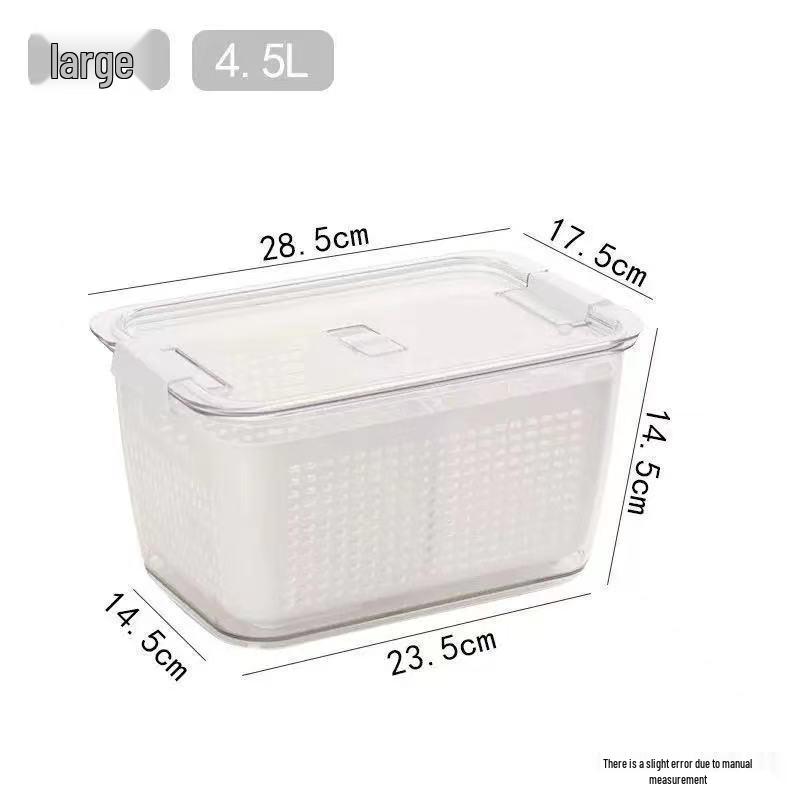 Large Capacity Double-Layer Transparent Food-Grade Sealable Fresh-Keeping Refrigerator Box