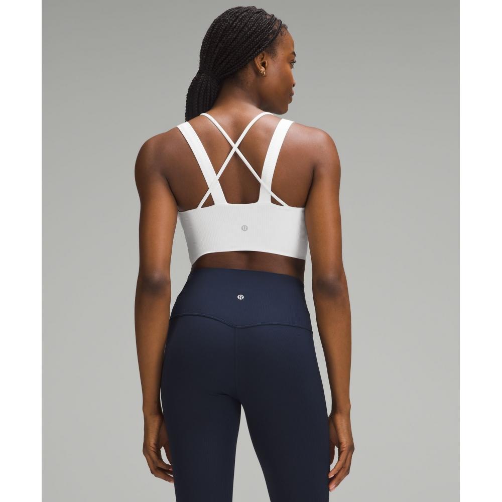 Lululemon Like A ClouD RibbeD Longline brA  Light Support  D DD Cup White