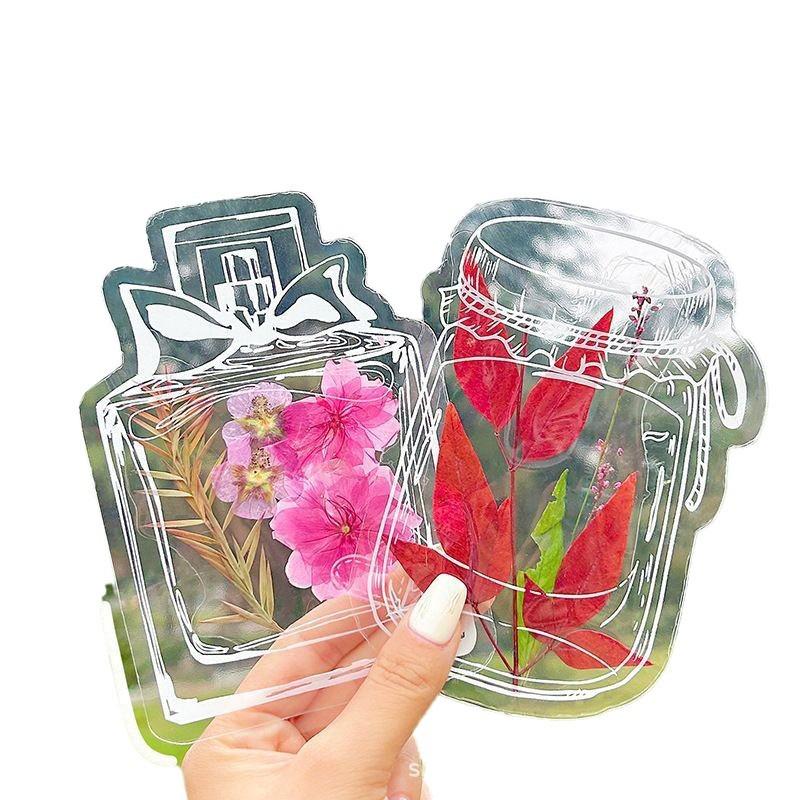 Dried Flower Transparent Stickers: Handmade Bookmarks & DIY Material Pack with Leaves & Flowers