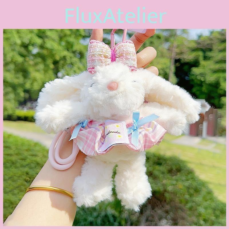 Plaid Drooping Dress Ear Rabbit Plush Keychain Backpack Pendant Cute Kids Gift