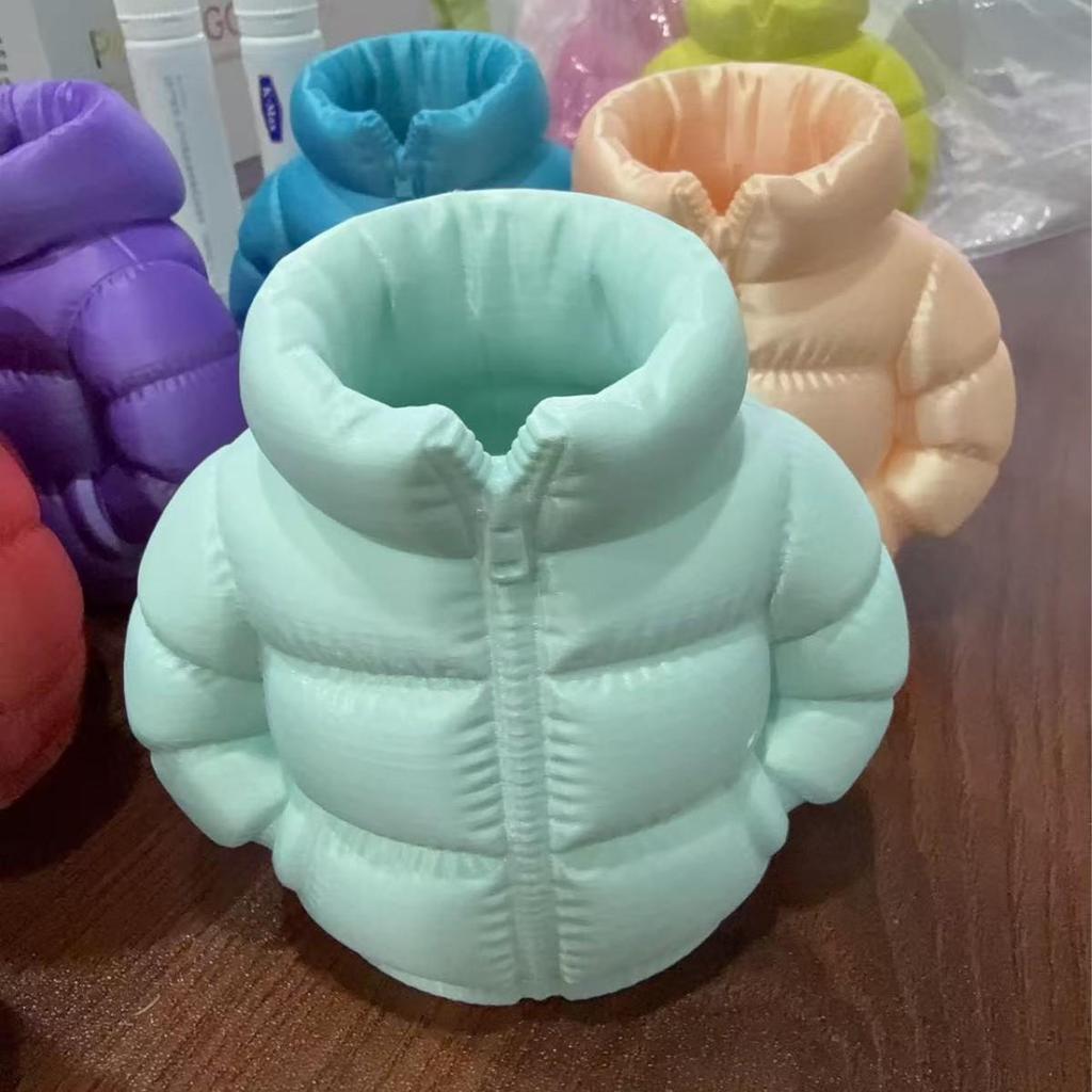 Colorful 3D Printed Down Jacket Pen Holder: Creative Storage Box & Home Toy Gift
