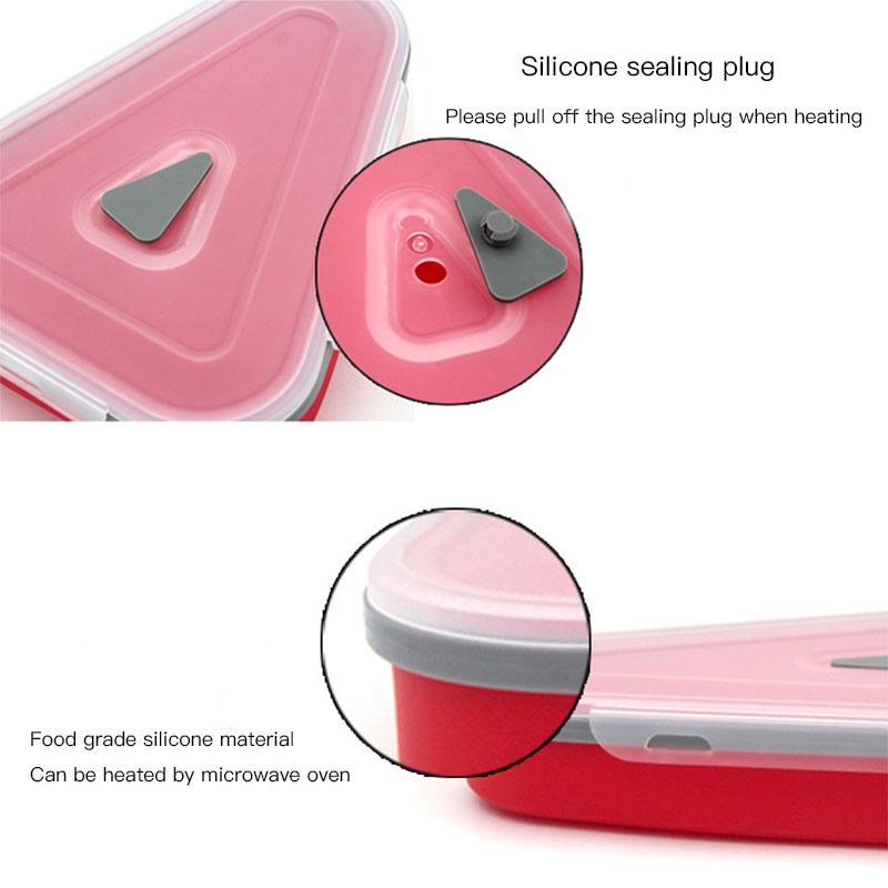 Baby Food Grade Silicone Folding Pizza Box Reusable Triangle Pizza Packing Box Take Away Box Silicone Children Food Storage Box