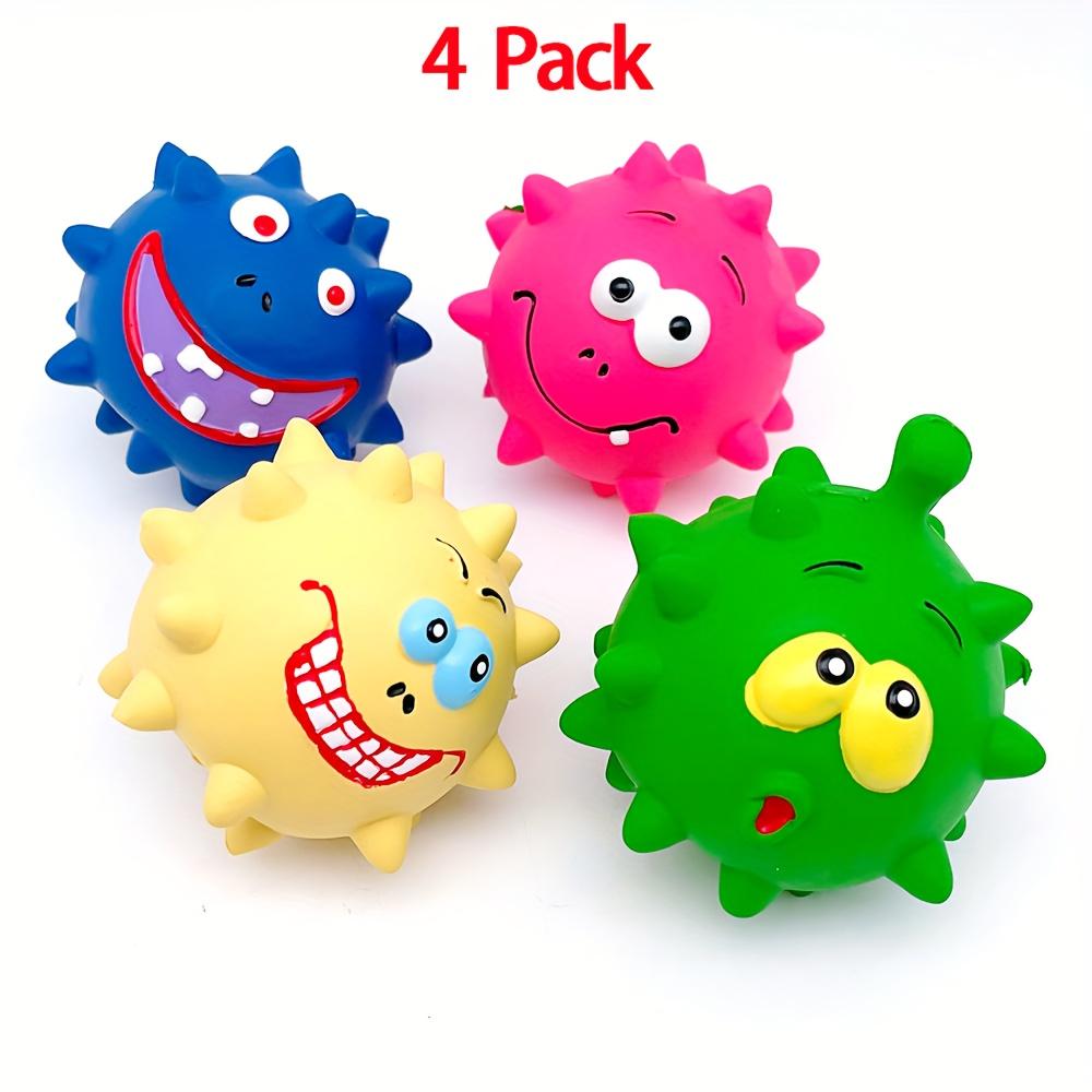 4 Pack Squeaky Prickly Ball Shaped Latex Puppy Dog Toy Ball Dog Chew Toy Interactive Toy For Small And Medium Dog