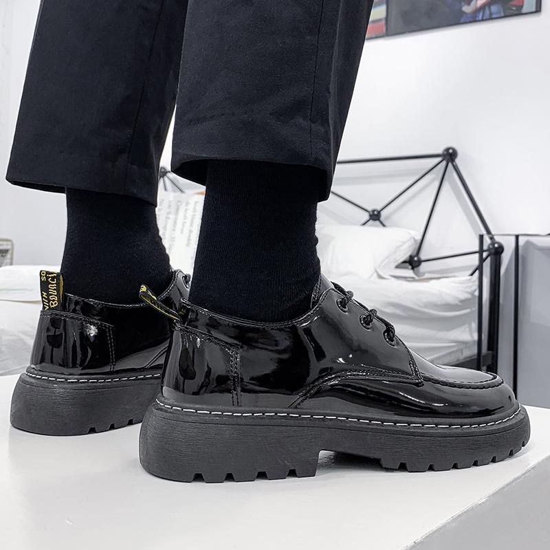 Men Streetwear Fashion Business Casual Thick Platform Leather Wedding Oxford Shoes Korean Man Formal Shoe Leisure Footwear Men