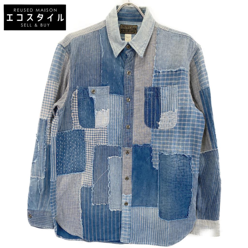 RRL Limited Edition Blue X Indigo Patchwork Denim Sashiko Shirt Tops M IndigoUsed