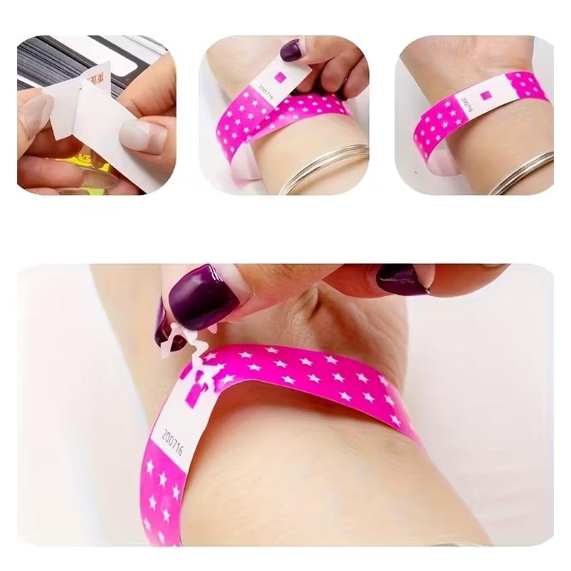 50/100Pcs Neon Star Paper Wristbands Tear-Proof Disposable Event Bracelets For Concerts, Festivals, Parties, Holidays
