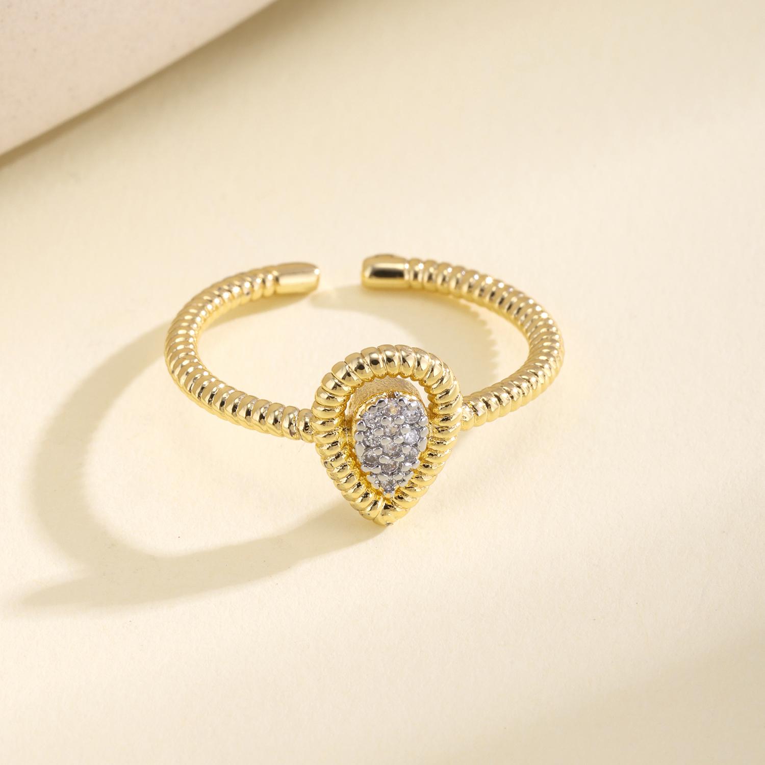 

Nidin New Arrival Geometric Square & Teardrop & Round Open Ring Adjustable For Women Bling Cubic Zirconia Dainty Jewelry Gifts resizable