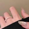 2pcs/set Silver Color Rings Double Hollowed-Out Imitation Pearl Adjustable Ring Women Fashion Light Luxury Party Jewelry
