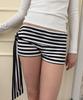 JUSTHAUS Striped Side Tie Shorts, Black