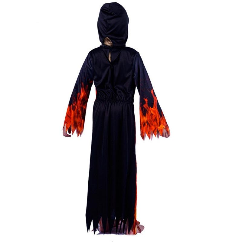 Kinder Halloween Flammen-Kobold Robe Cosplay Bühnenparty Kostüm, Kinder Sensenmann Performance Kostüm