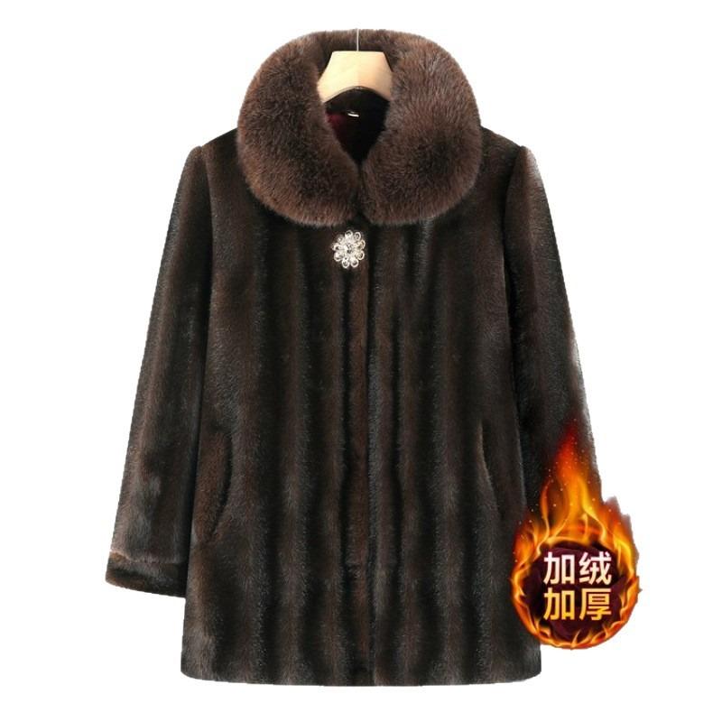 Medium Old Man Women's Clothing Mother Winter Clothing Warm Jacket Old Lady Grandma Velvet Thickened Mink Velvet Old Man Clothes