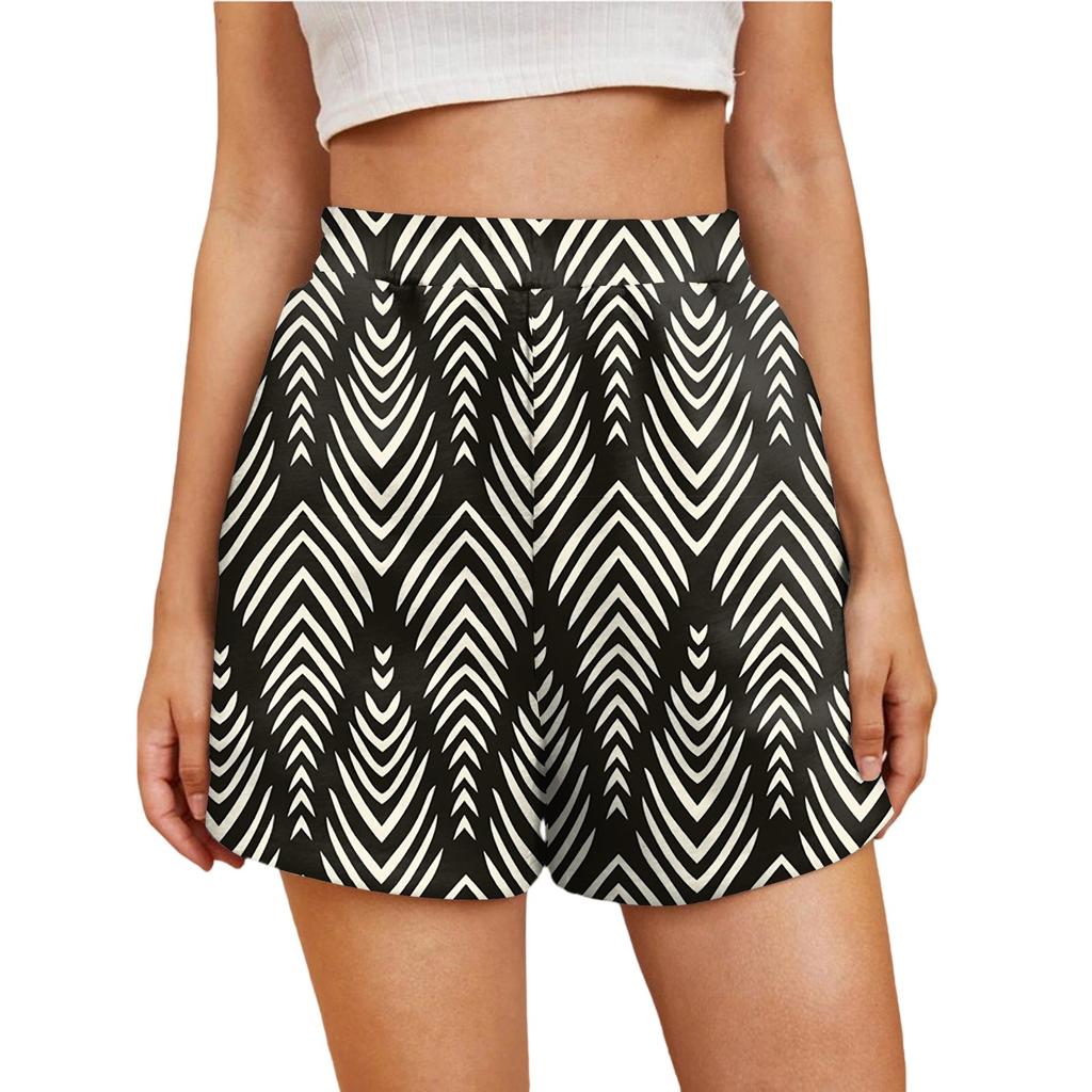 Ladies Casual Fashion High Waist Floral Elasticated Waist Shorts