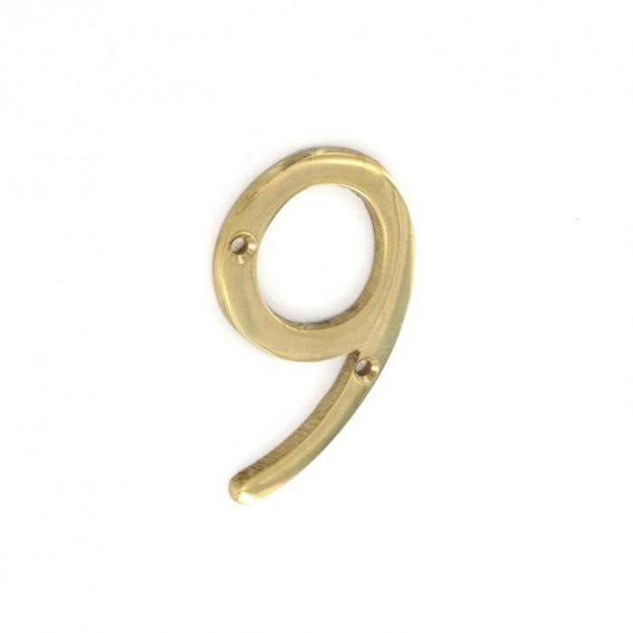Securit 9 Brass Door Number 75mm laitonné