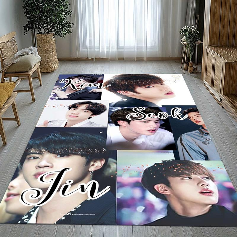 Kim Seok Jin Kpop B-BTS Living Room Non-Slip Area Rug Soft Carpet for Bedroom Kids Playroom Sofa,Home Decor Doormat Gift