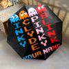 1 PC Automatic Folding Umbrella - Pac-Man Custom Name Pattern, Portable & Foldable Design with 8 Ribs, Christmas Birthday Gifts