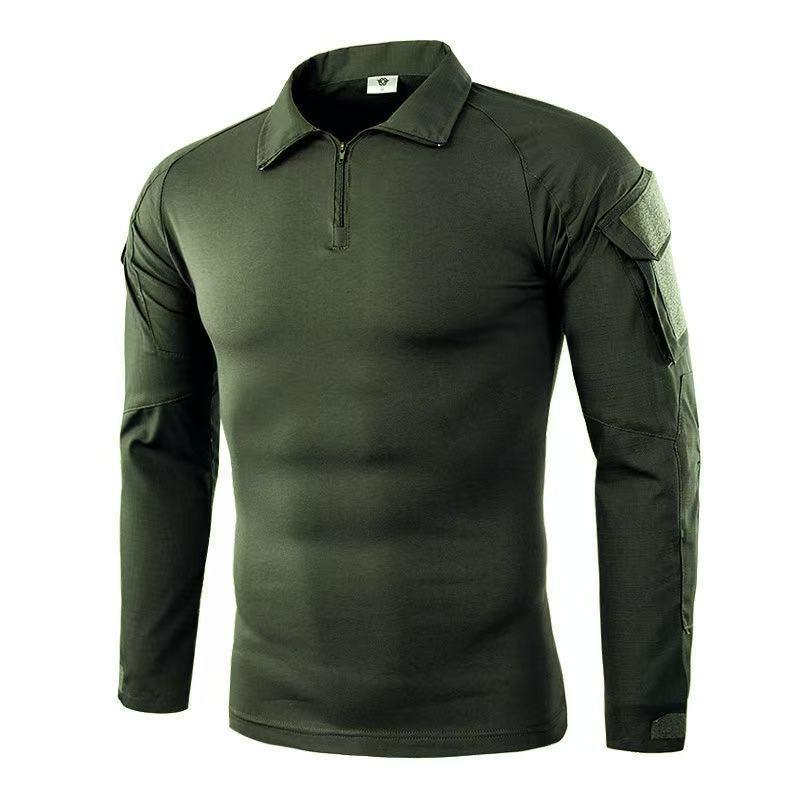 Mens Tactical Military-Style Camo Long Sleeve Training Shirt Outdoor Combat Uniform Hiking Camping Shooting Sports