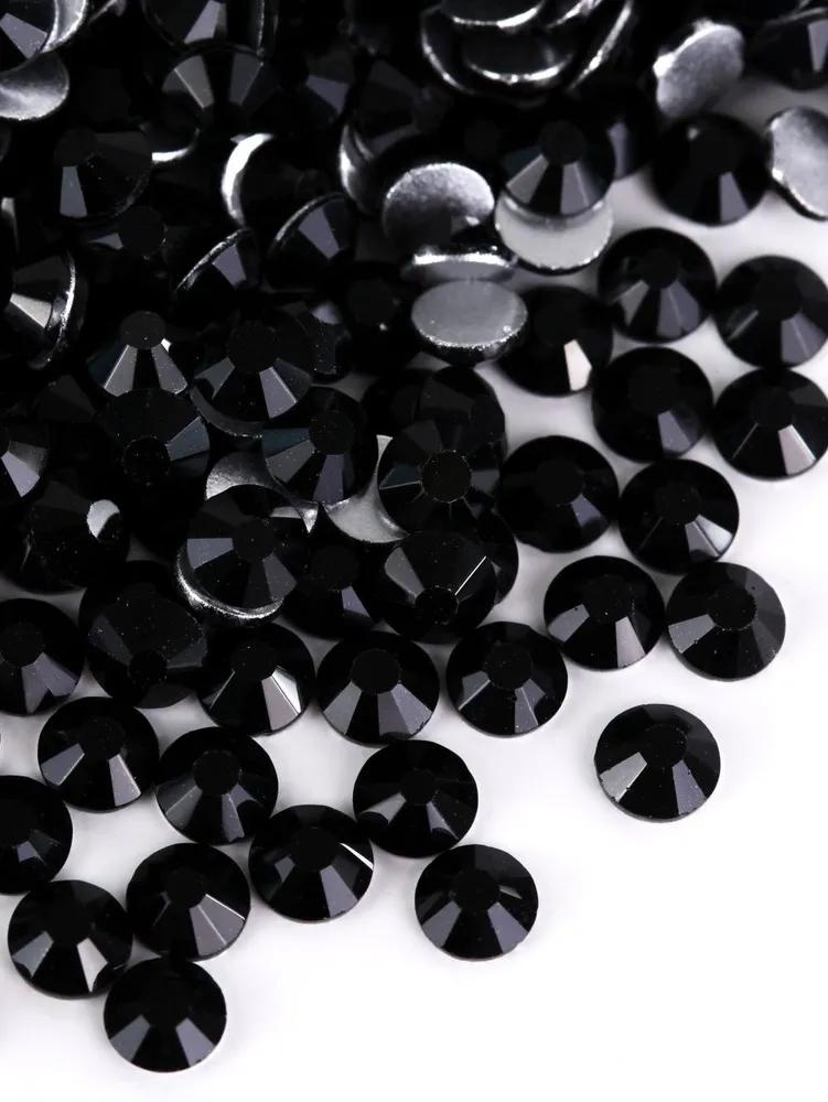Jet black 288 pieces SS30 Glass crystals, non-hot fixed rhinestones, flat stones for DIY nail art, fabric decoration and clothing