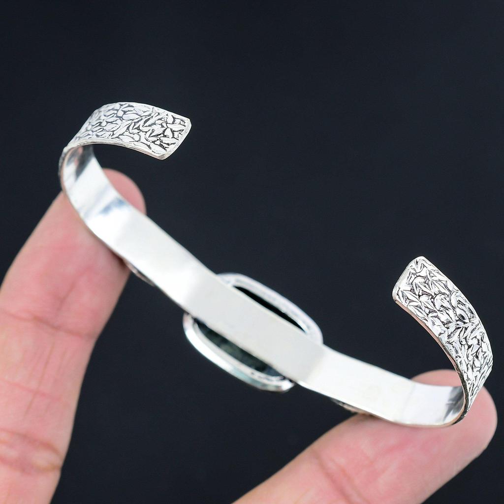Halloween Deal 925 Silver Natural Kambaba Jasper Art Deco Handcrafted New Bangle