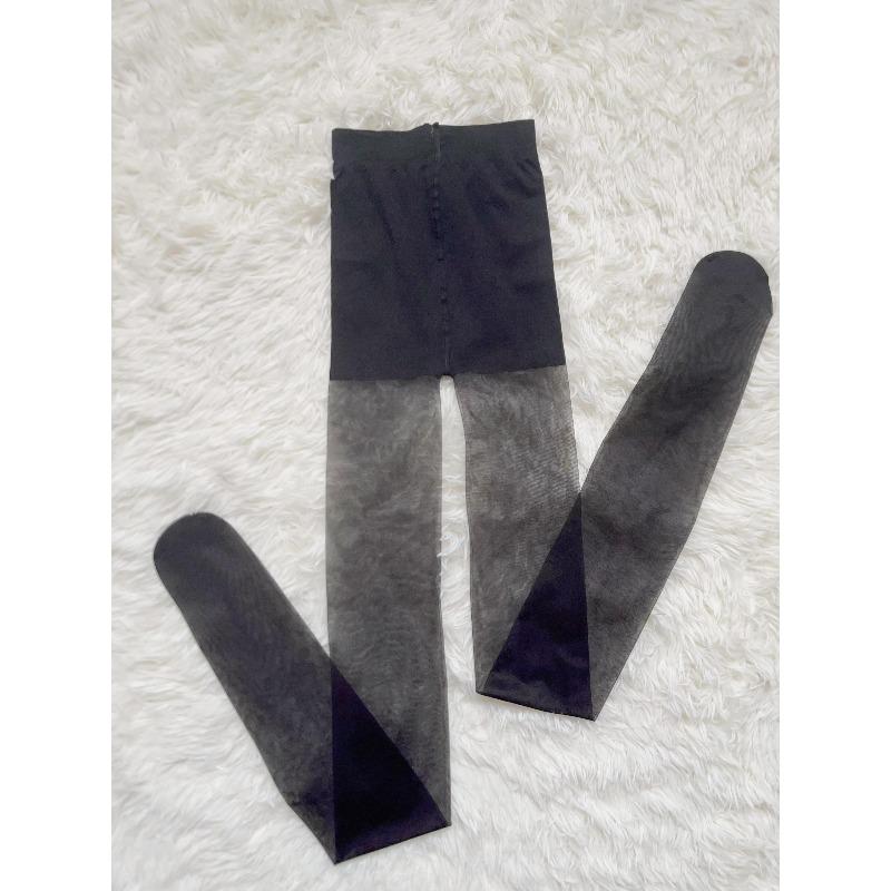 Sheer Black Nylon Stockings, S-XL Size Ultra Thin Pantyhose for Women, Comfortable Everyday Hosiery, Knit Seamless Tights