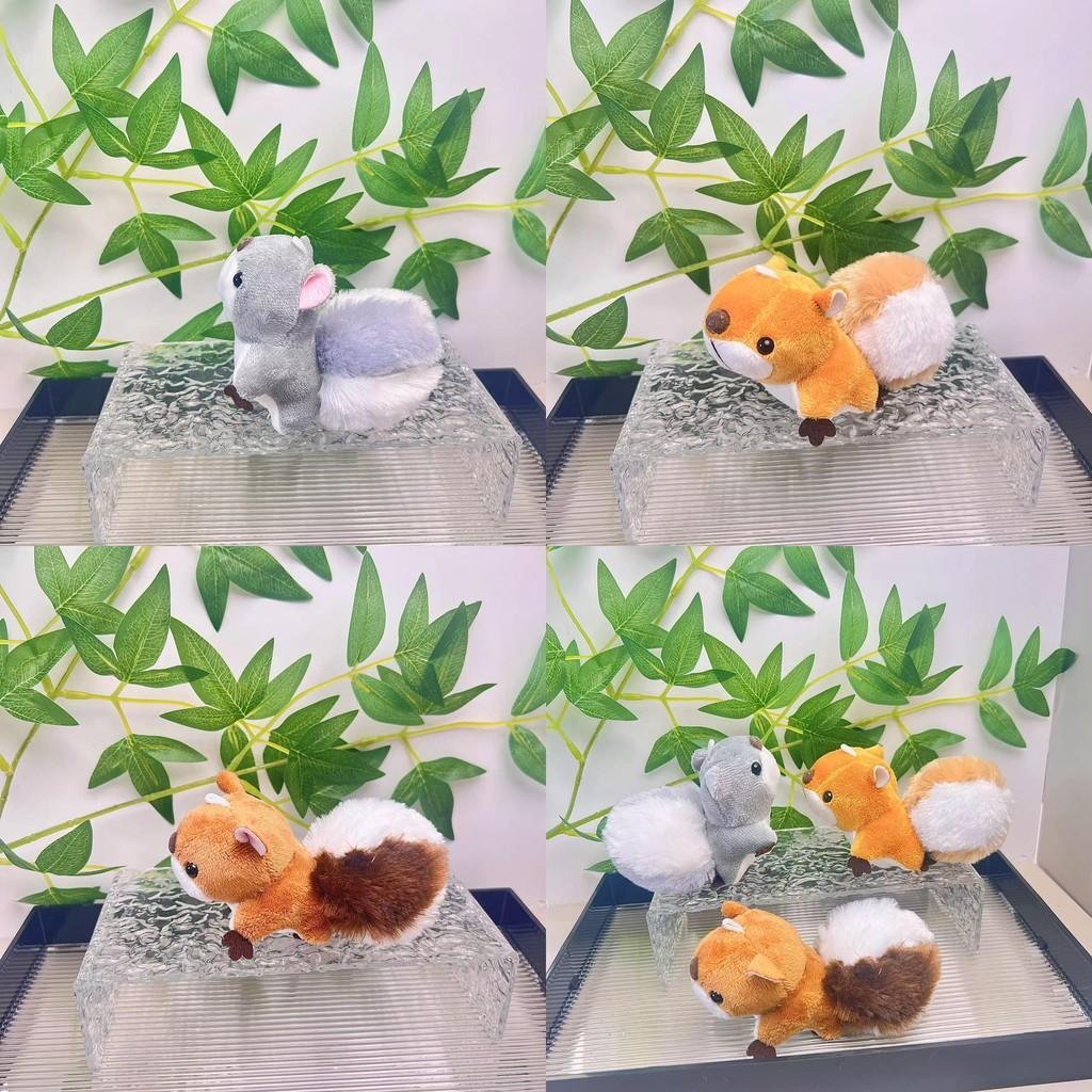 Plush Adorable Squirrel Keychain Toy For Bags And Accessories In Gray Yellow Colors Brown