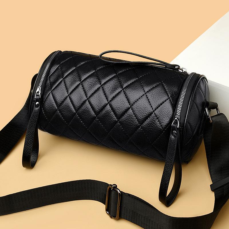 Spring and Summer New High-end Diamond Grid Crossbody Bag, Women's Versatile Single Shoulder Crossbody Cylindrical Bag, Pillow Bag