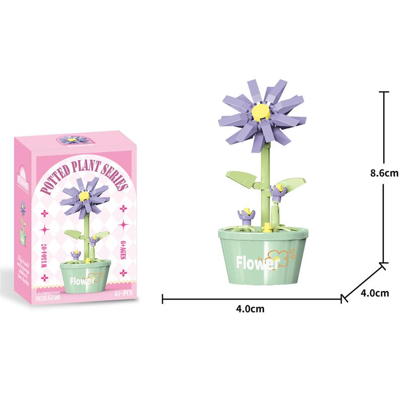 Creative Immortal Flowers Building Block Succulent Pot Ornament Kids Birthday Gift Casual Puzzle Toy