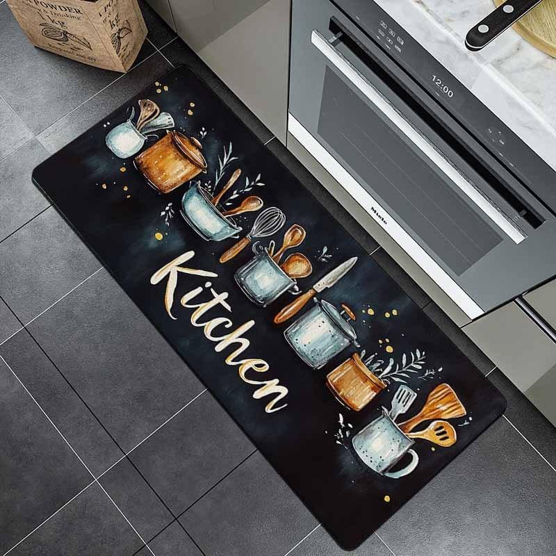 Black Stain-Resistant Kitchen Tool Carpet Kitchen Rug Soft Doormat Welcome Mat Rug For Bedroom Carpet For Live Room Home