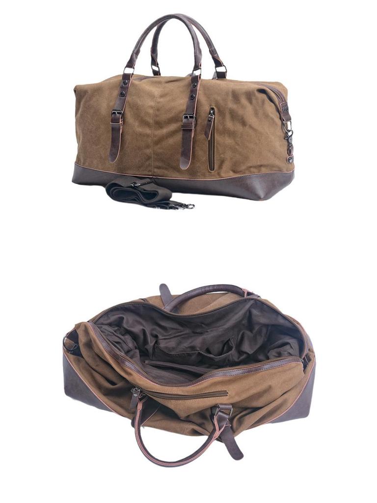 Men's Large Capacity Canvas Messenger Bag with Imitation Leather - Great for Travel and Fitness.