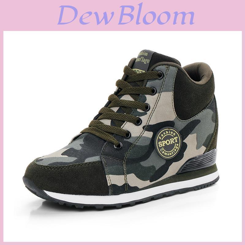 Classic Camouflage High-top Sport Shoes For Women With Height Boosting 6.5cm Sole