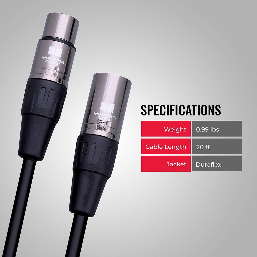 Monster Classic Pro Microphone Cable XLR Male To XLR Female 20 Feet CLAS-M-20 600501