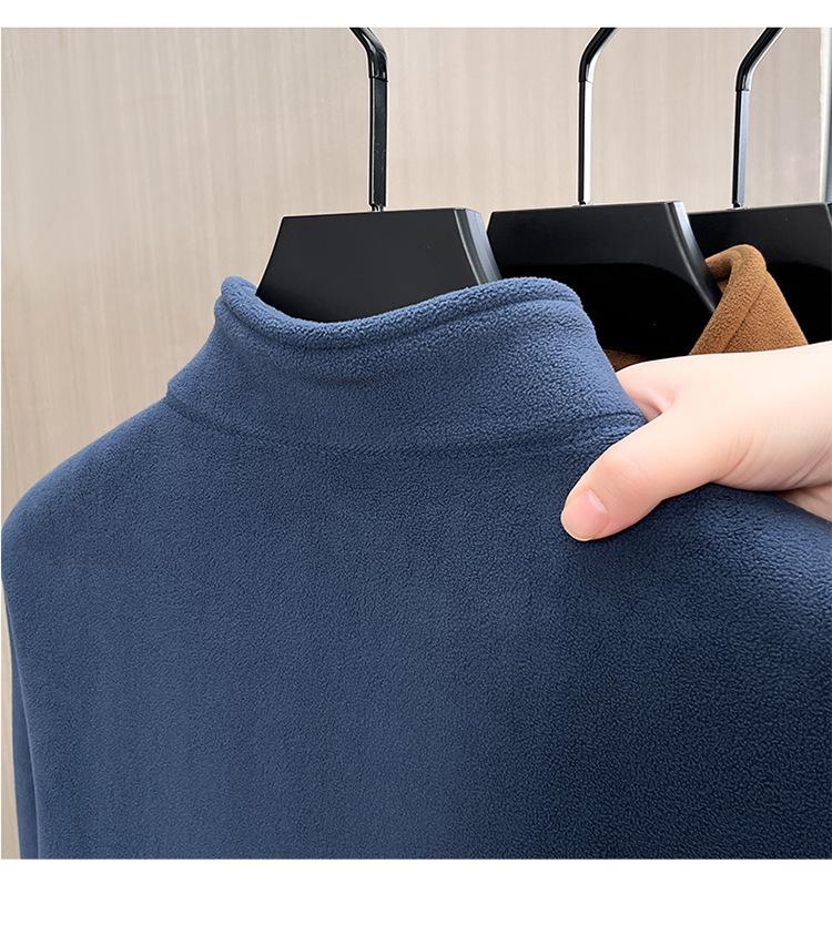 Men's Fleece Zip-Up Cardigan – High Neck, Warm & Thick for Autumn/Winter