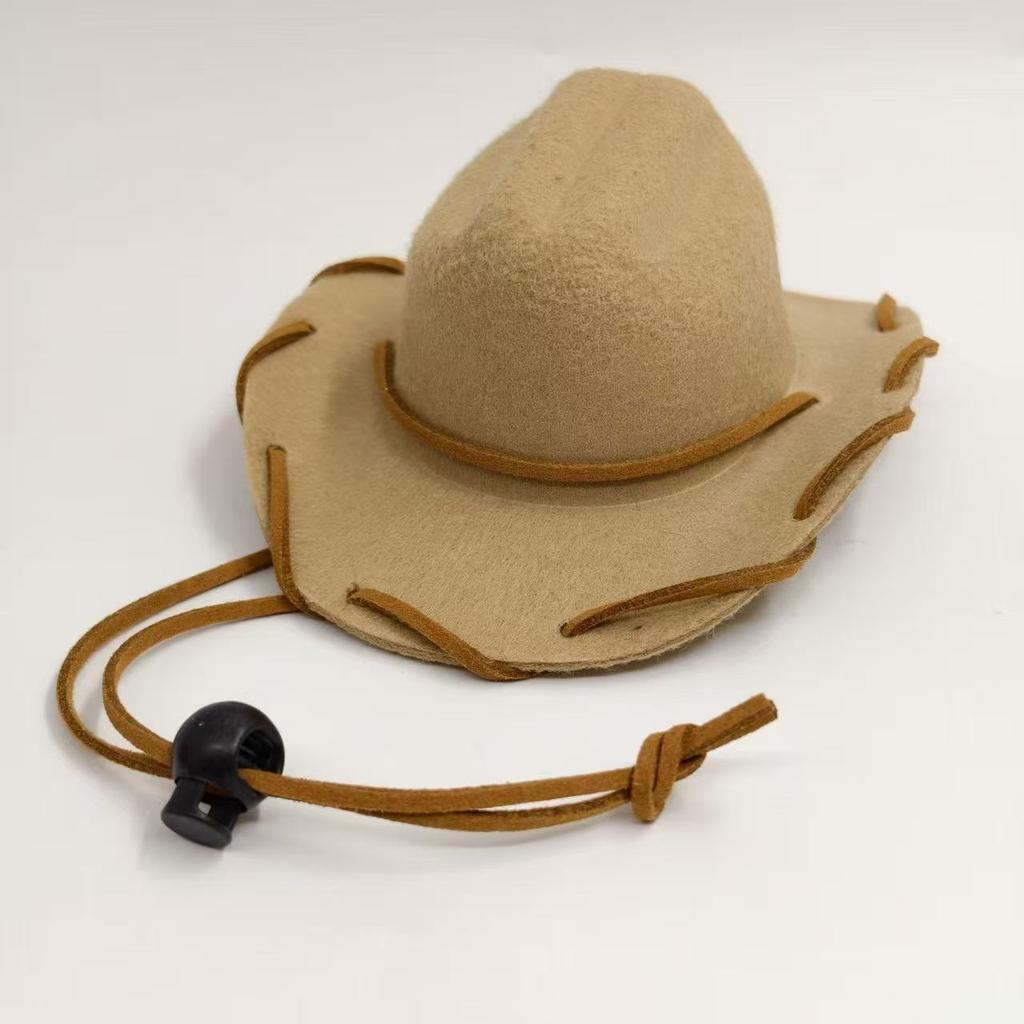 Pet handmade punched rope cowboy hat puppy cat western cowboy hat pet 13cm shaped small hat