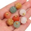 5PCS/Lot 12 14mm Cute Pumpkin Pendant Rose Quartz Green Aventurine Natural Stone Pendant Charms for Jewelry Making DIY Necklace