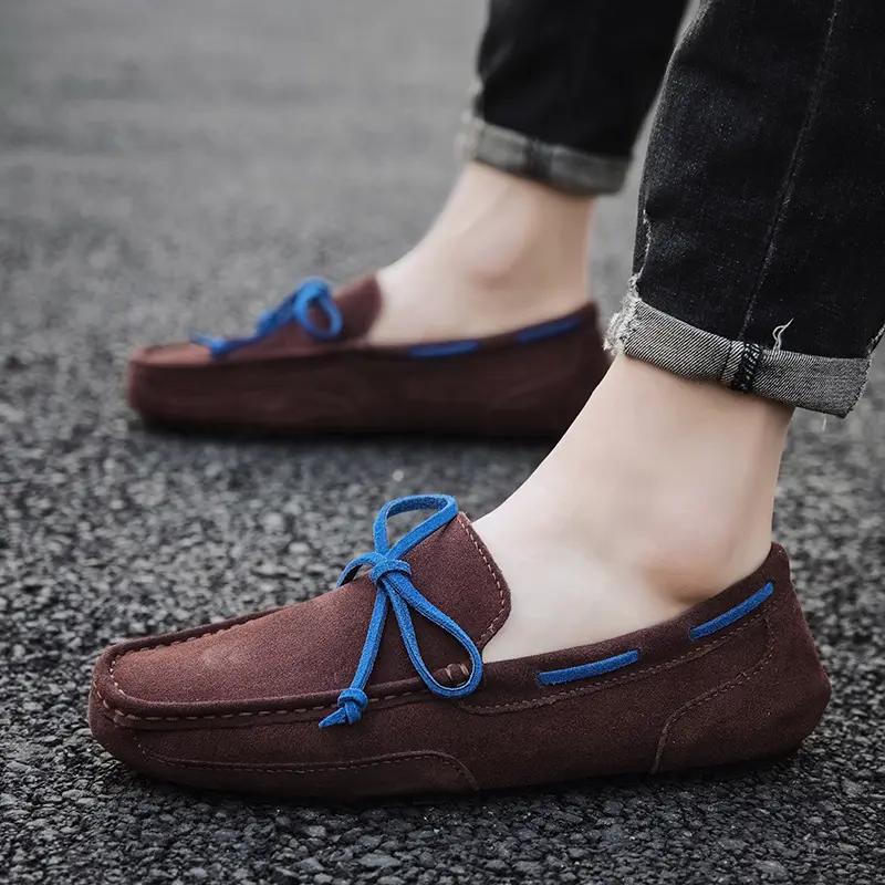 Mokasyny męskie Mokasyny z zamszu Płaskie buty męskie Buty codzienne Męskie mokasyny Męskie buty do jazdy Włoskie luksusowe buty żeglarskie Czapki