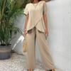 Women's Loose Casual Two-piece Set With Short Sleeves And Round Neck Loose Casual Irregular Suit