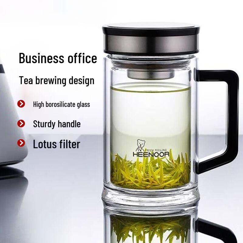 Saino Double-Layer Glass Cup with Handle