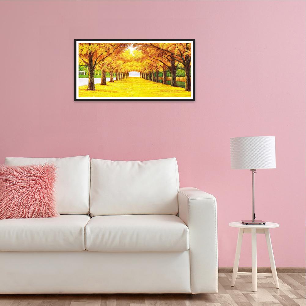 Maple Leaf Road In Autumn 5D DIY Diamond Painting Kits Full Square Drill Decor