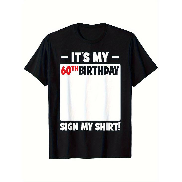 60th Birthday Party T-Shirt - Signature Panel - Funny Milestone Birthday Gift for Women & Men - Soft Crew Neck Tee - Birthday Decoration - Sizes S чёрный