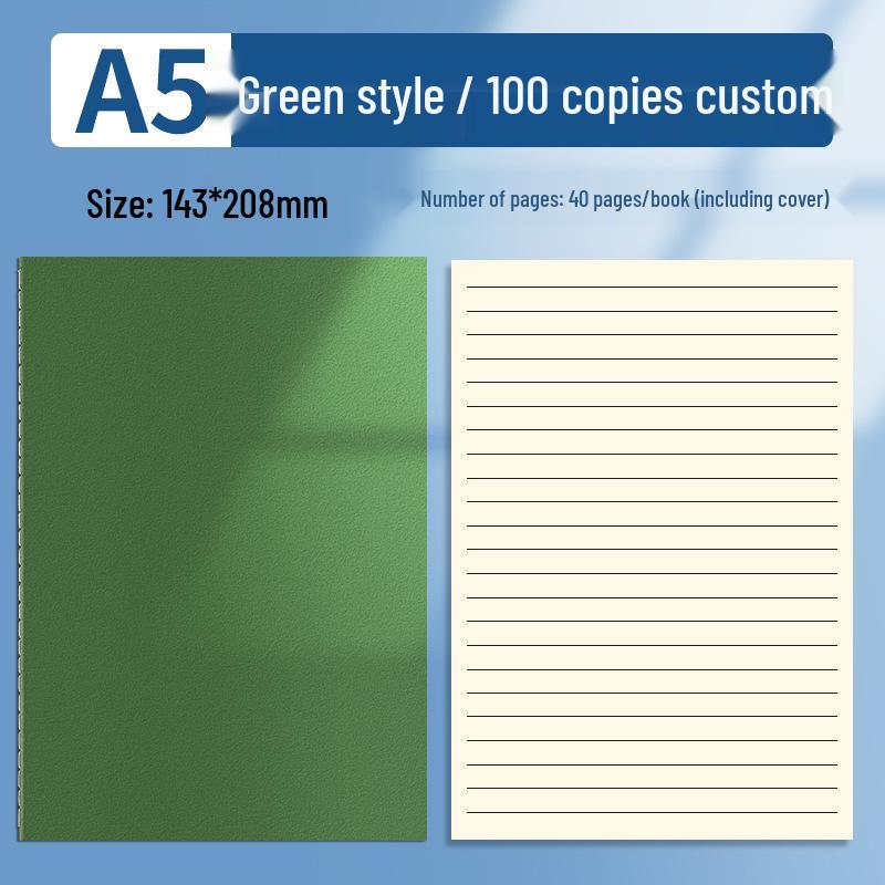 A5B5 Custom Solid Color Notebook with Printable Logo - Thick Pages for Business Diary or Office Use