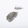 Wedding Jewelry 2 In 1 Antique Silver Color Crystal Women Stud Earrings Hollow Wings Hiphop Ear Accessories Bohemian Asymmetrical Female Earrings