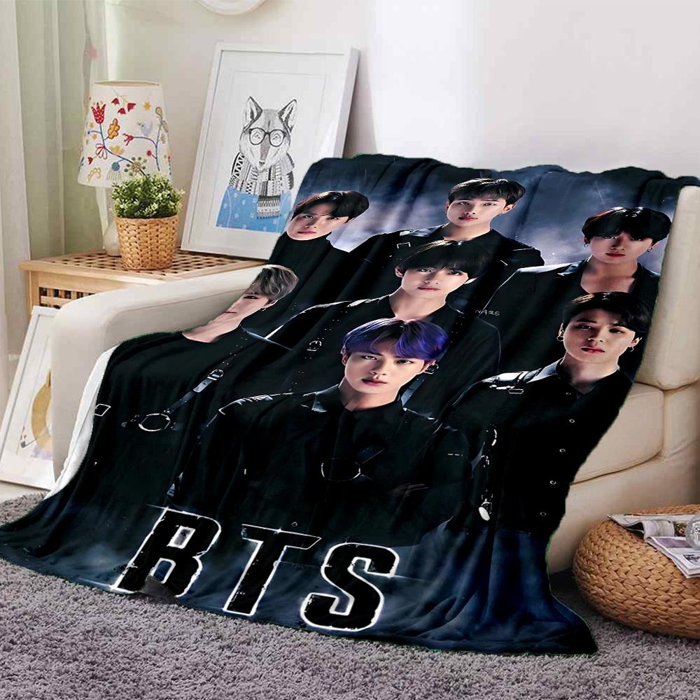 1pc Bts Youthful Energy Flannel Blanket for Super Soft Cute Comfort Blanket for Travel Bedding Couch Sofa Blanket Y72328