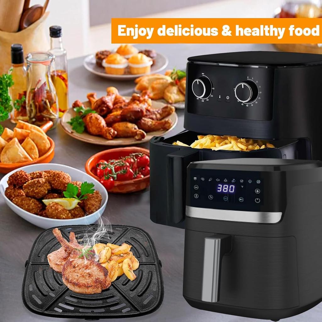 GWY Air fryer Grill Plate for Holstein Housewares 4.4QT Air Fryer,8.07×8.07 IN Food Grade Air Fryer Grill Pan Crisper Plate Replacement Parts Tray