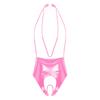 Womens Lingerie Latex Bodysuit Patent Leather Halter Catsuit with A Buckle Closure Sexy Open Crotch Leotard Jumpsuit Clubwear