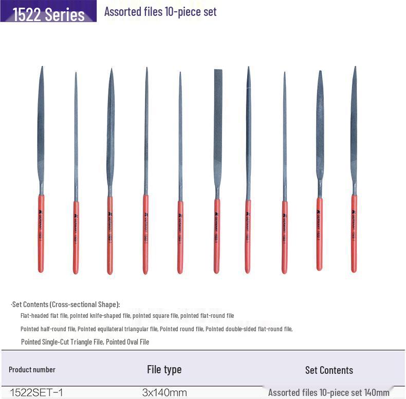 Germany K 10-Piece Diamond Shaped Woodworking File Set 1522SET-1