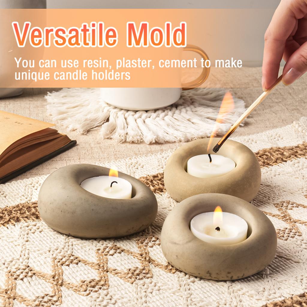 3D Candlestick Concrete Silicone Molds Irregular Stone Shape Candle Holder Ornaments Cement Plaster Resin Craft Mould Home Decor