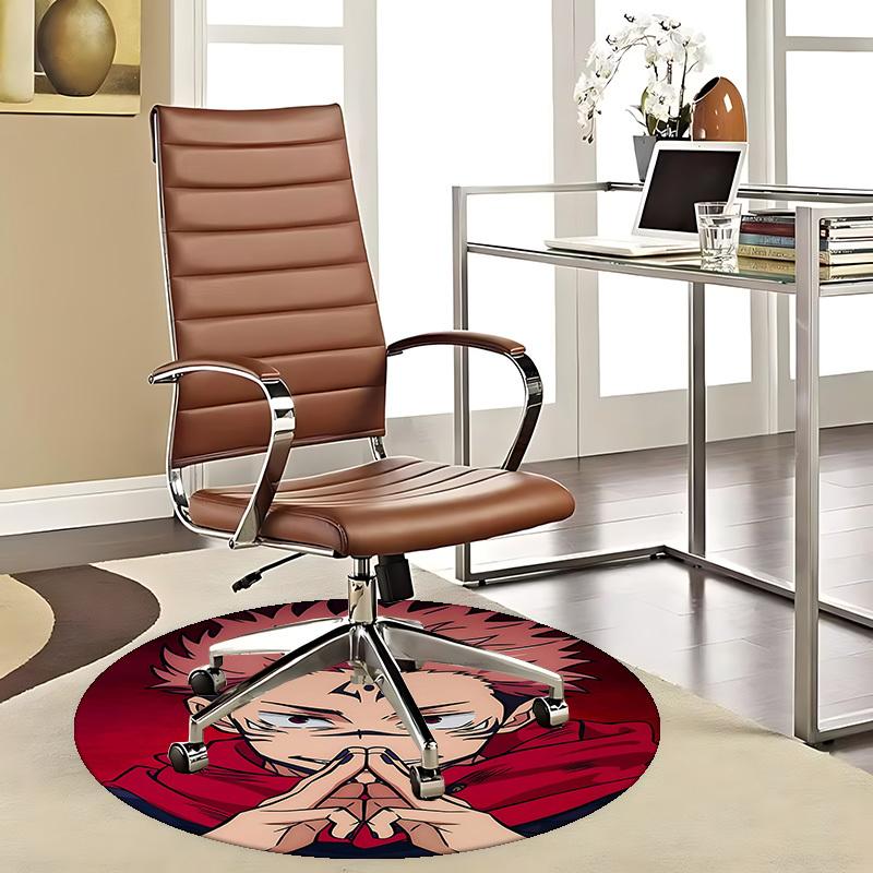 1pc Jujutsu Kaisen Satoru Gojo Anime Design Round Carpet - Office Chair Mat, Non-Slip Rug for Home Decor