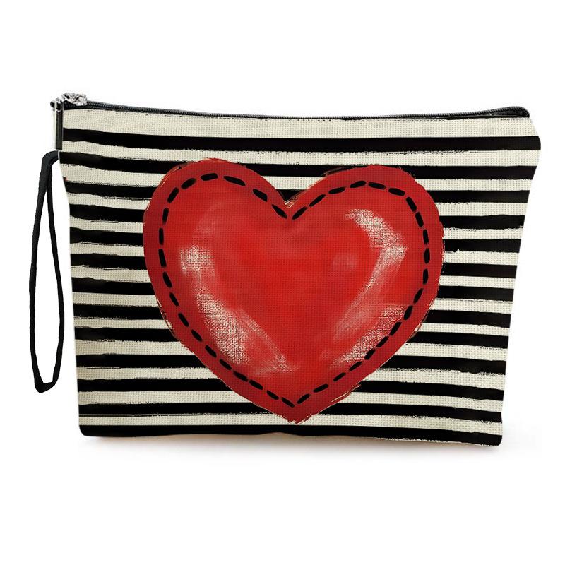 Women'S Makeup Bags,Polyester,Love & Letter Print,Zippered Cosmetic Pouches,Perfect Gift for Holidays & Outdoor Travel, Unisex